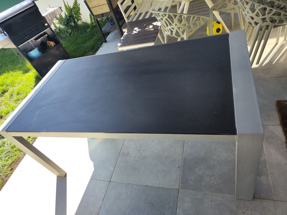 Mesa de exterior vidro e alumínio 6 pax