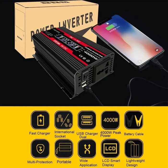 Инвертор  преобразователь напряжения 12/220вольт