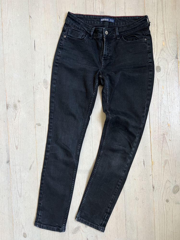 Czarne jeansy Zara Basic denim straight fit classic 38.