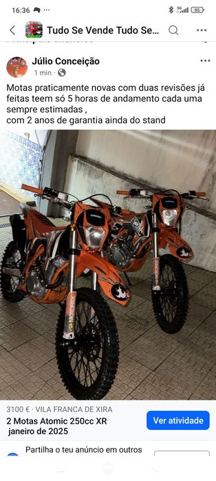 2 Motas Atomic 250cc XR
 janeiro de 2025