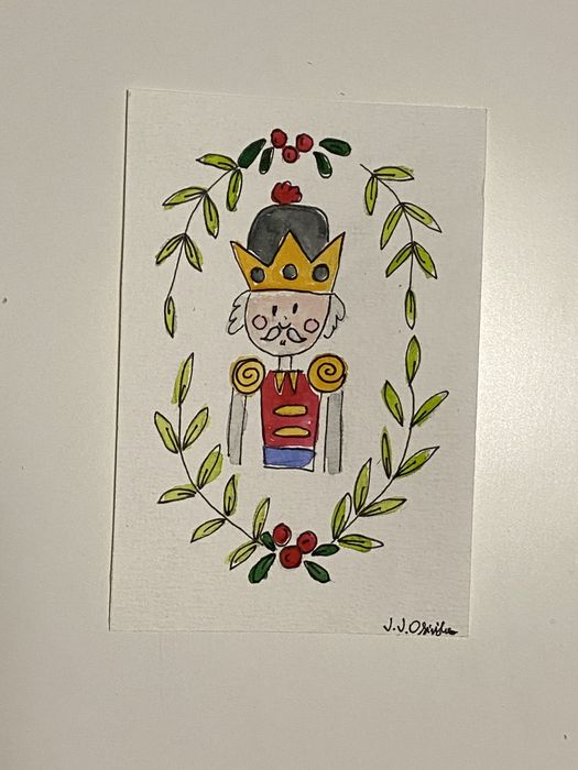 Kartka okolicznościowa świąteczna dziadek do orzechow boho wianek