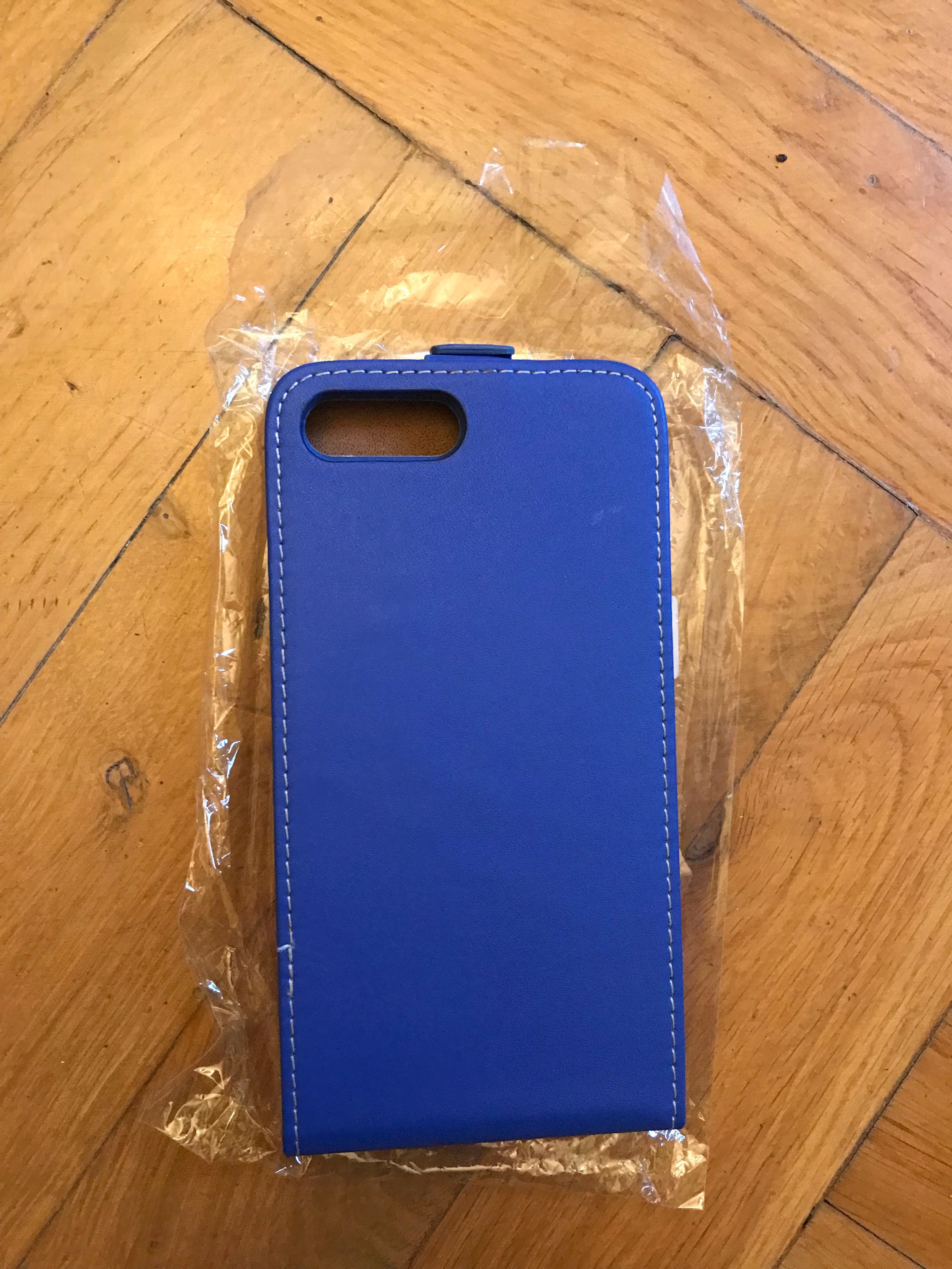 Etui z klapką iPhone 6 Plus kobalt skóra naturalna NOWE + szkło gratis