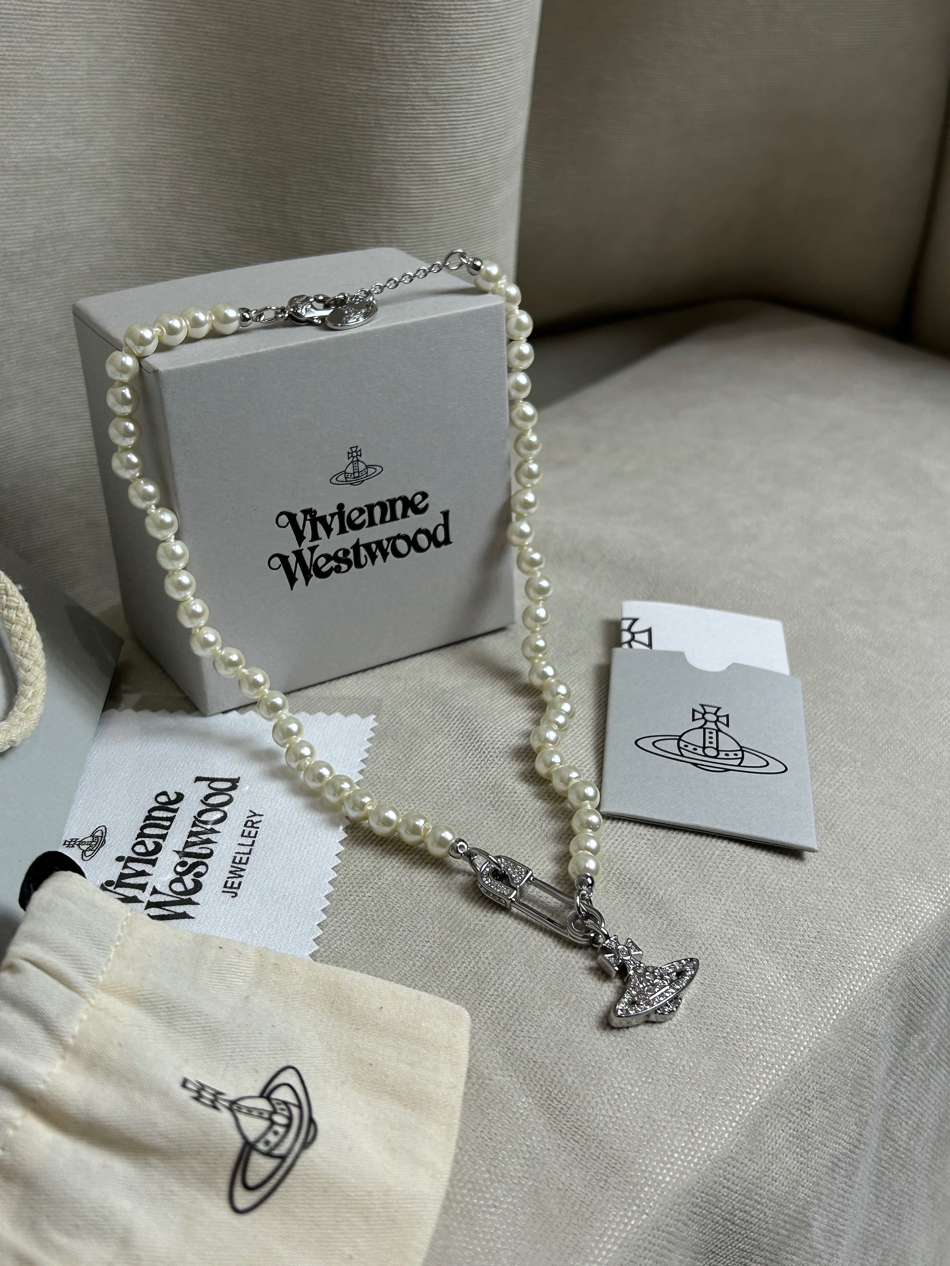 Vivienne Westwood Pin Saturn Pearl Necklace оригинал бусы ожерелье