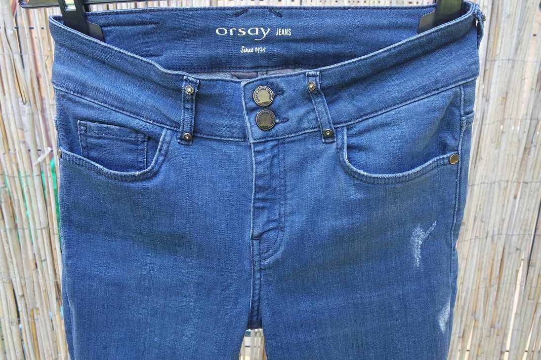 ORSAY spodnie jeans ciemne niebieskie jeansy przecierane Nowe 36/S