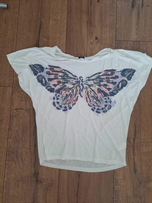 Bluzka H&M S 36 luzna z cekinami Modal
