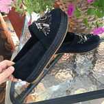Espadryle zamszowe Boho czarne 39  mokasyny