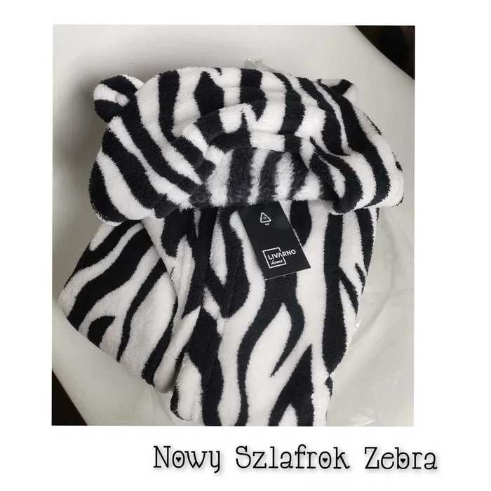 Nowy Szlafrok 110/116 Szlafrok Zebra z uszami Szlafrok LIDL LUPILU