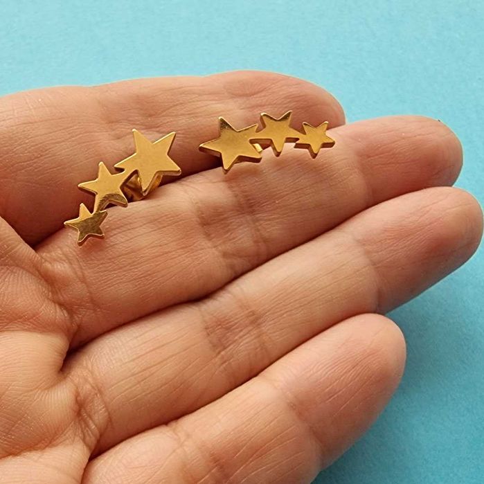 Brincos Estrelas de aço inoxidável dourado
