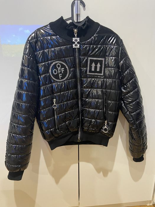 Kurtka ocieplana bomberka cyrkonie lakierowana Off-White S/M