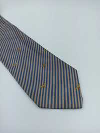 Emporio Armani brązowy kremowy jedwabny krawat w paski q13