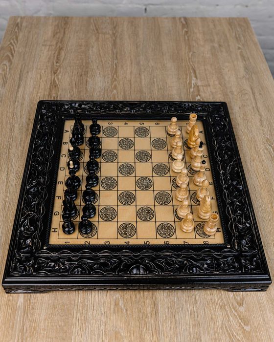Різбляні шахи з дерева ручна робота, преміум якість