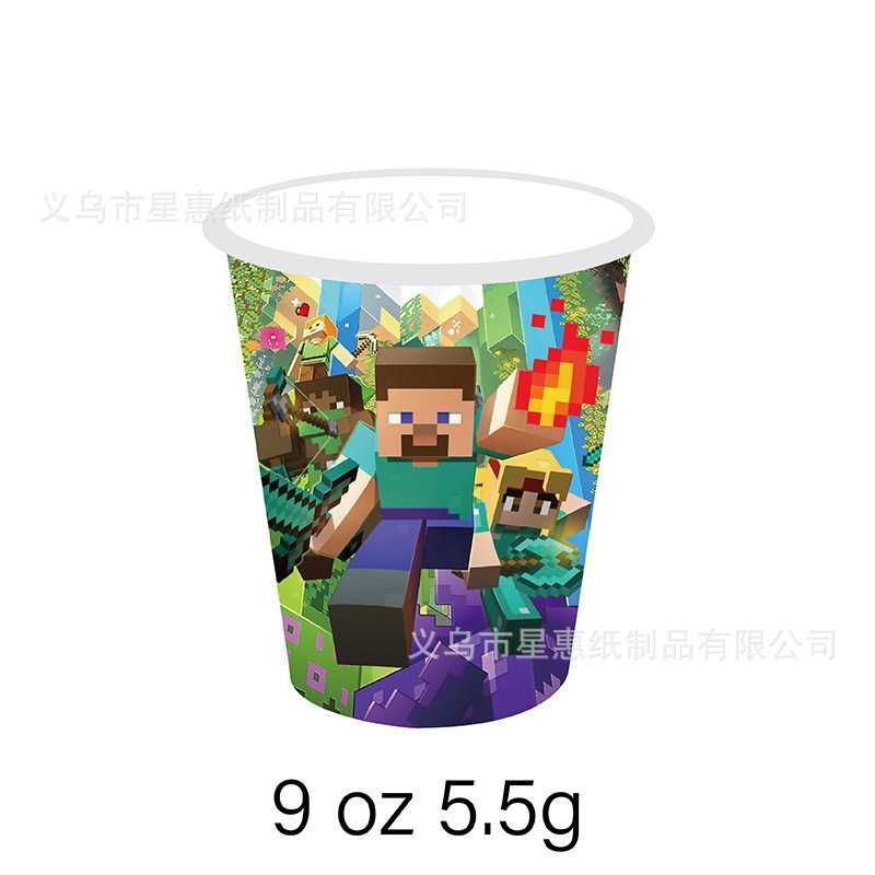 Zestaw urodzinowy minecraft 10 kubków,10 talerzyków,10 serwetek.
