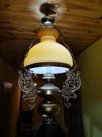 Duża, przecudnej urody  wisząca Lampa mosiężna w holenderskim stylu.