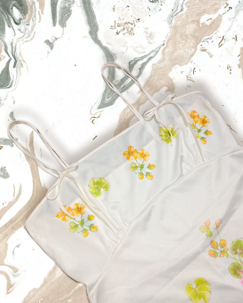 Sukienka biała w kwiaty Vintage na lato