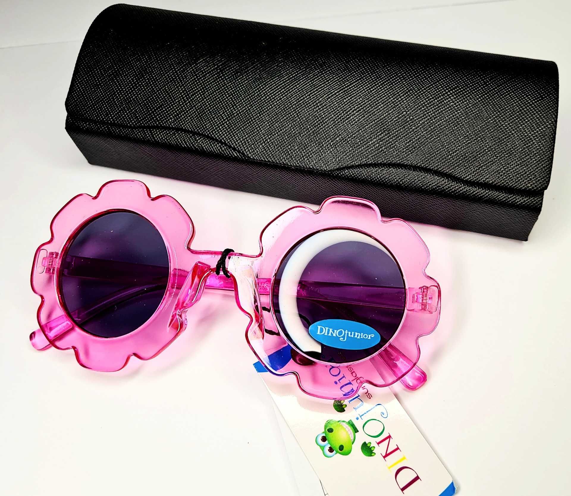 Nowe okulary dziecięce Dino różowe fantazyjne ramki + etui