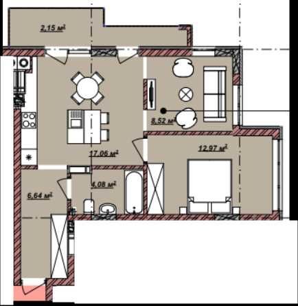 Двокімнатна квартира в газифікованій новобудові