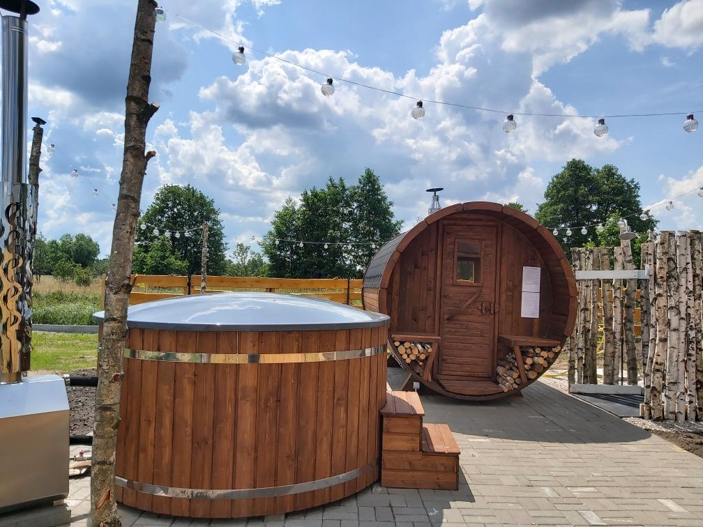 Drewniany Zakątek domek z jacuzzi i sauną na wyłączność