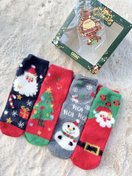 Skarpetki świąteczne 4 pary miękkie ciepłe rozmiar 36-38