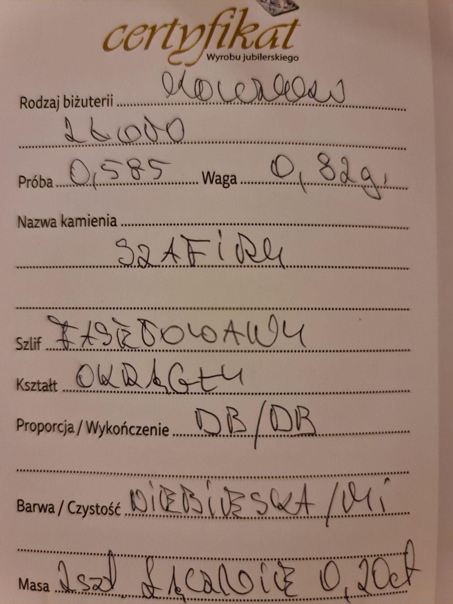 Złote kolczyki z szafirami