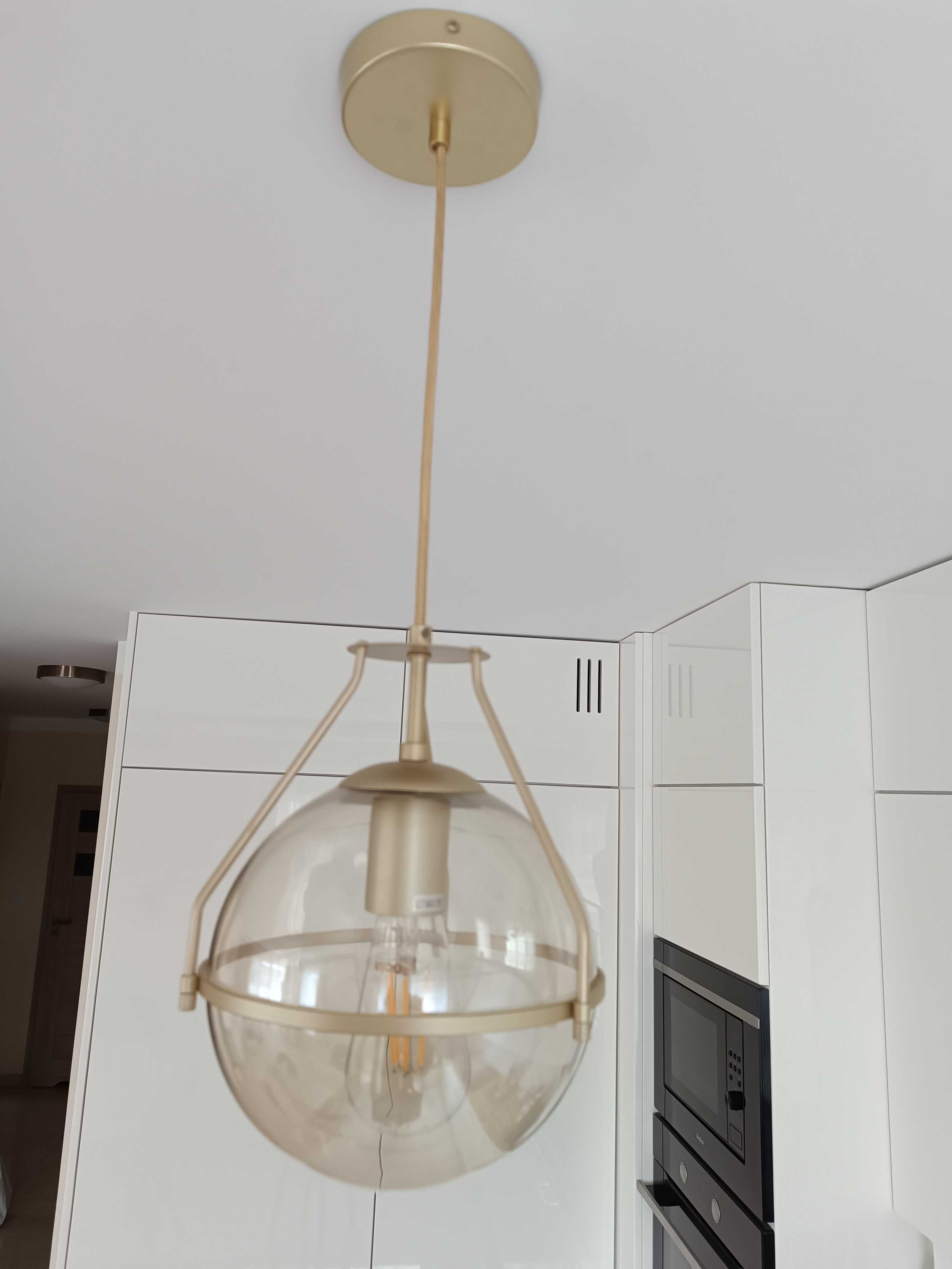 Lampa wisząca złota 1xE27 żarówka ozdobna gratis