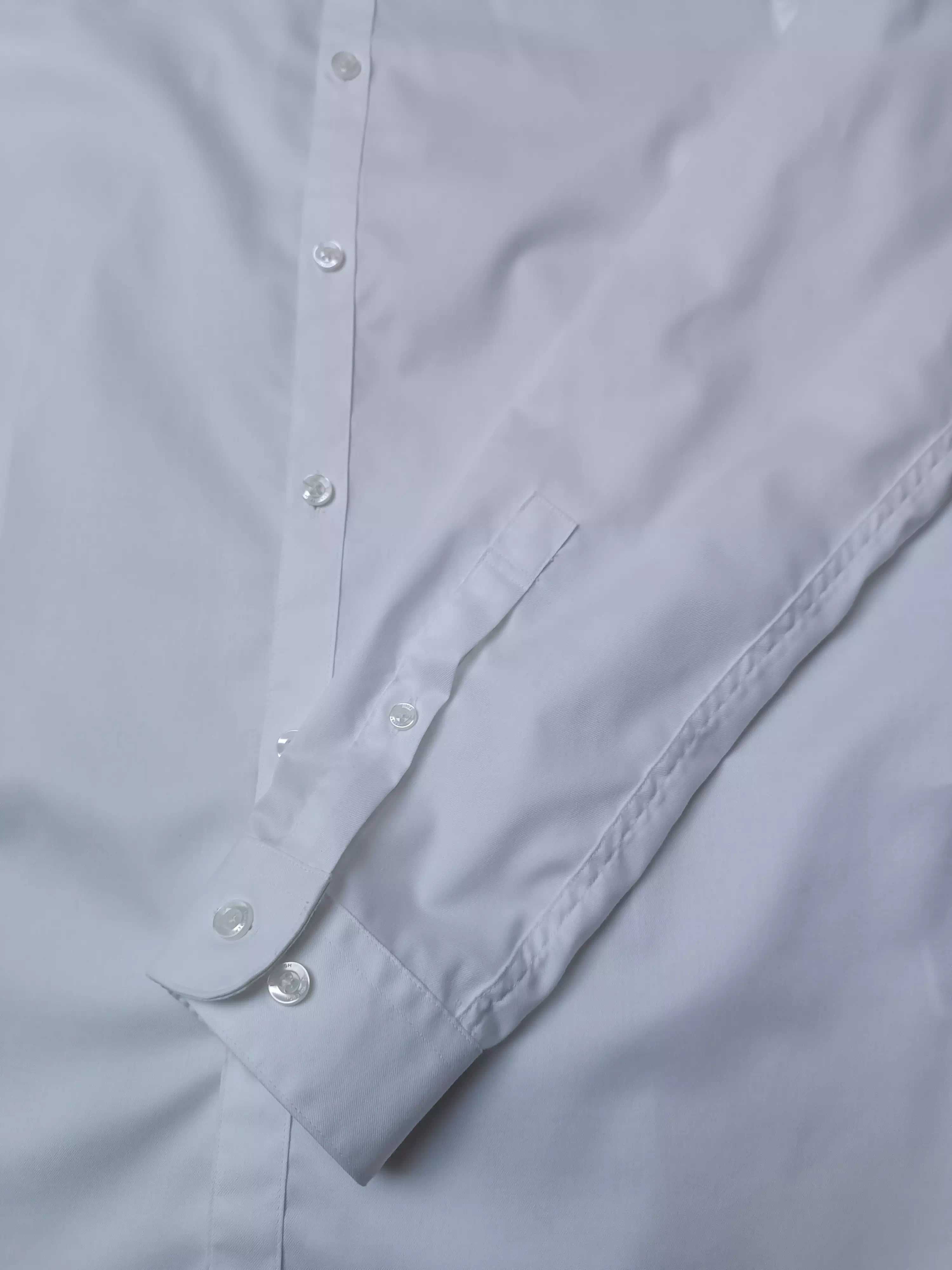 Gładka koszula długi rękaw kołnierzyk guziki 'Lindbergh White' S