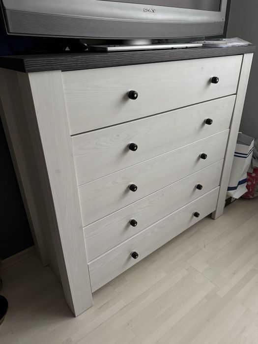 Szafa dwudrzwiowa komoda z szufladami szara ikea agata meble