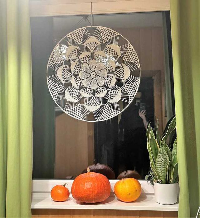 rozeta- mandala 65cm -szydełkowa serweta w obręczy