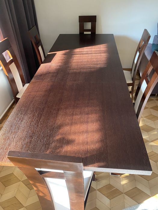 Stół z 6 krzeslami 90x170/2x 34,5