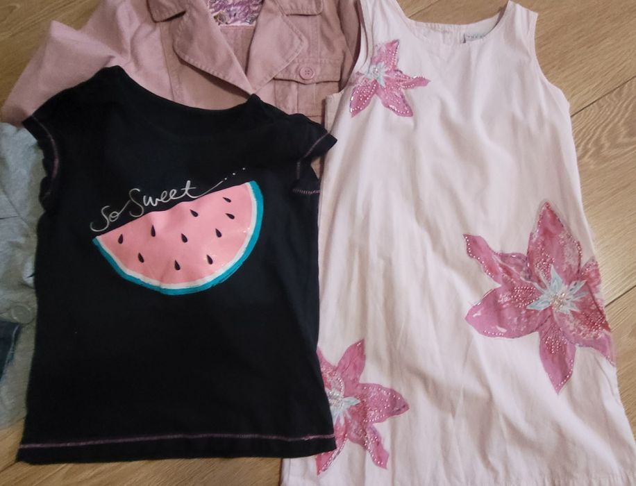 Zestaw ubrań dla dziewczynki marynarka spódnica sukienka koszulka