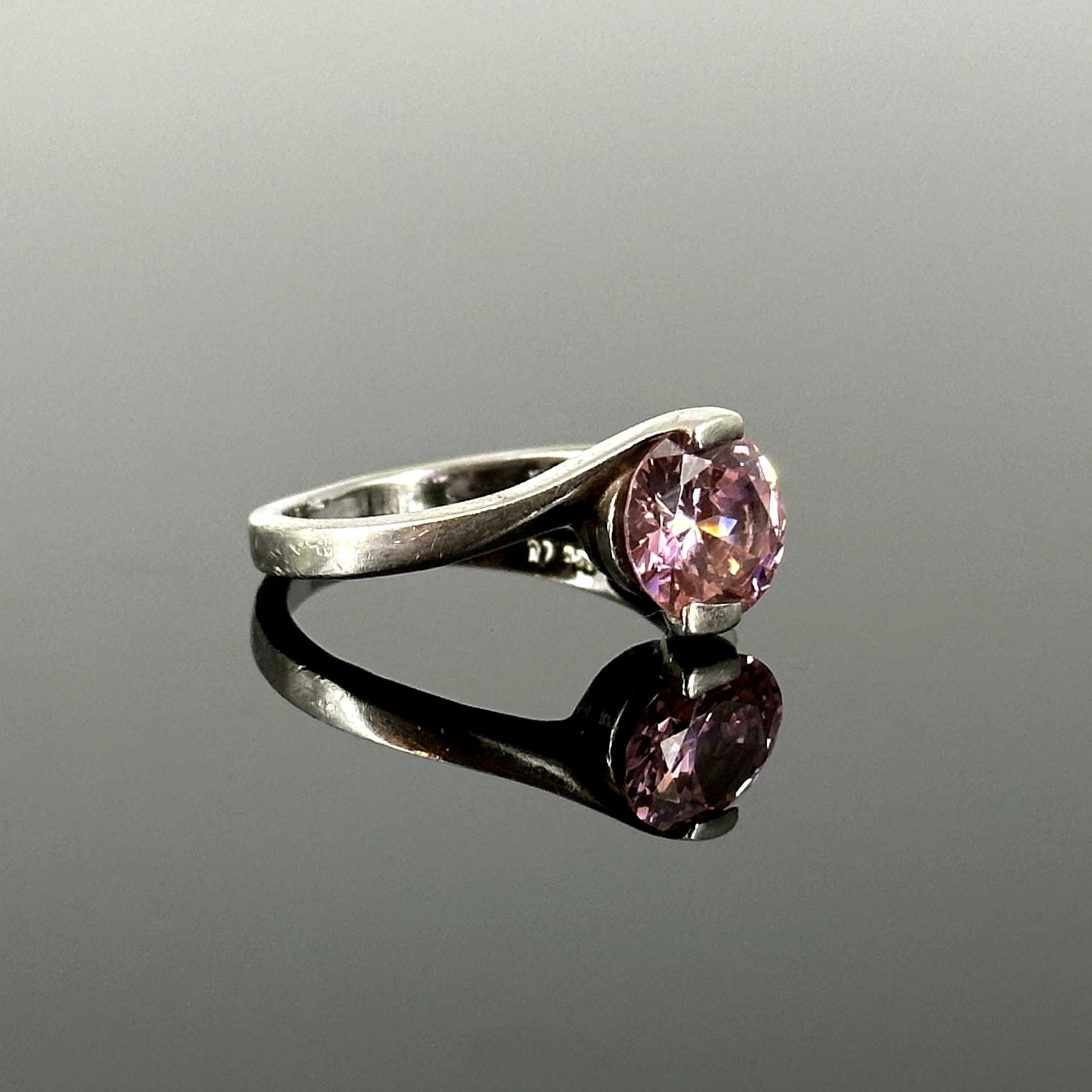 Srebro - Srebrny pierścionek z Różowym Topazem - próba 925