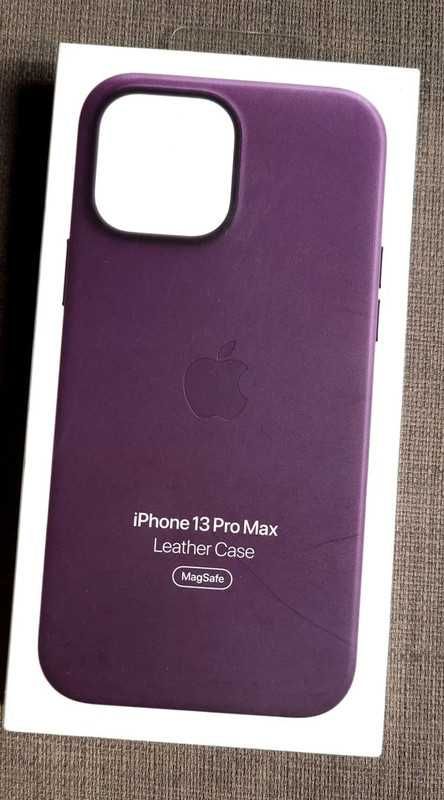 Lawendowe skórzane etui iPhone 13 Pro Max Leather Case MagSafe