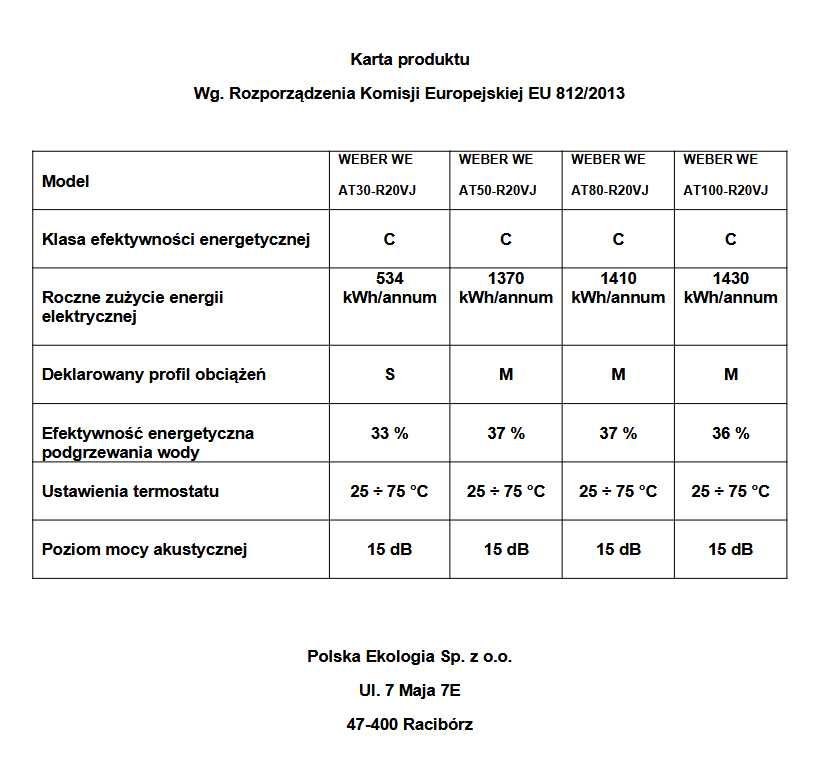 Bojler elektryczny podgrzewacz wody emaliowany Weber WE 30 L 2 kW