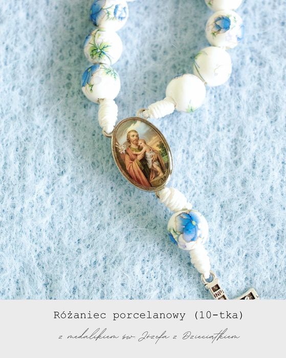 Porcelanowy Różaniec (10-tka). Rękodzieło