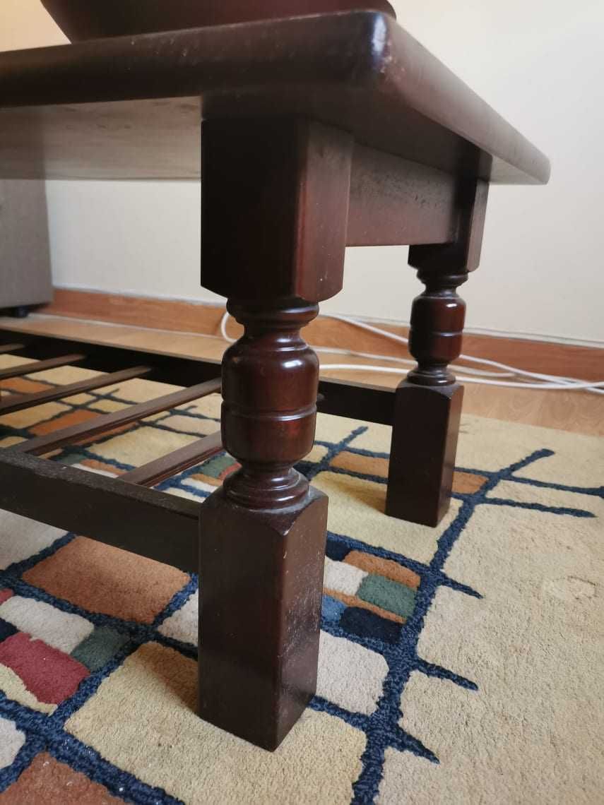 Mesa de centro de sala + mesa de apoio sala em madeira escura