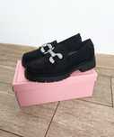 Efektowne Czarne Zamszowe Mokasyny Loafersy Z Cyrkoniami 37