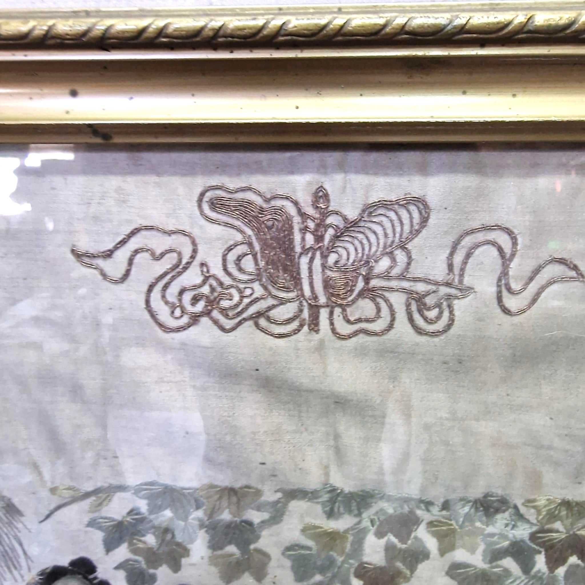 Antyk z XIXw Chiny  wyszywany  jedwab - obraz panel
