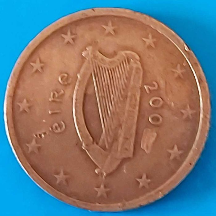 2 cêntimos de 2002 da Irlanda, Harpa com Defeito cunhagem