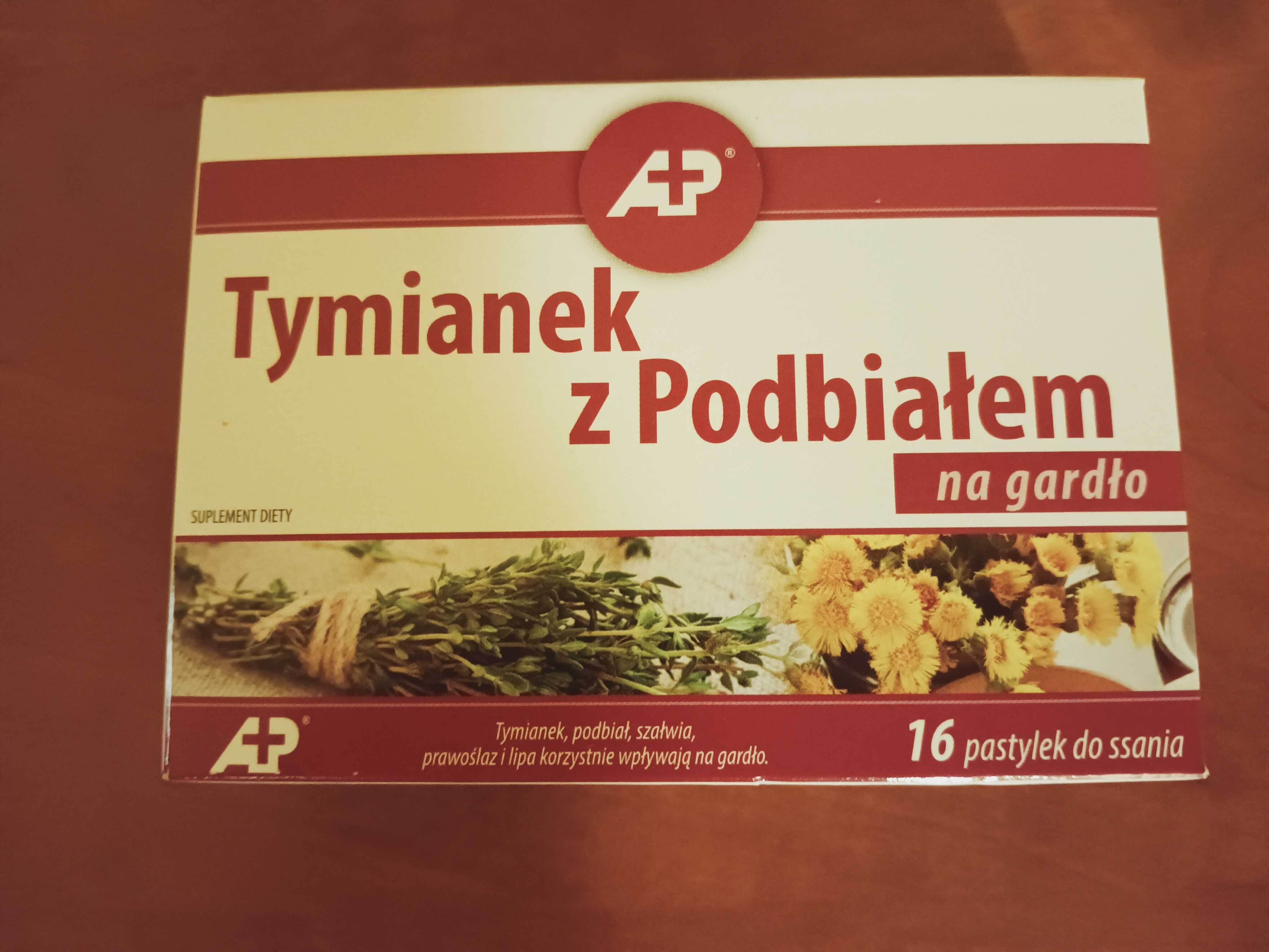 Tymianek i podbiał ulga dla gardła pastylki do ssania