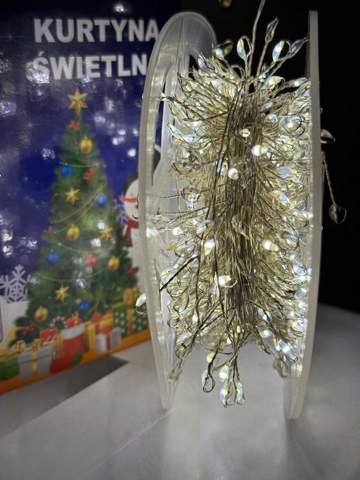 Гірлянда Мішура срібний провід. Комплект з пультом. Хвойная лапа