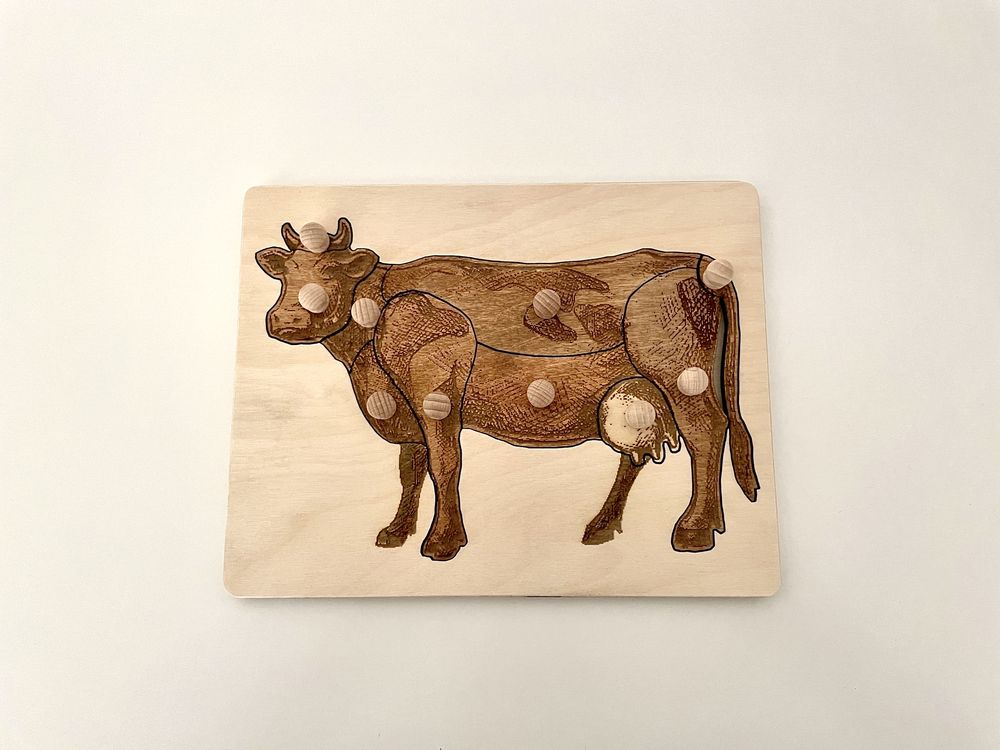 Układanka-puzzle budowa krowy Montessori