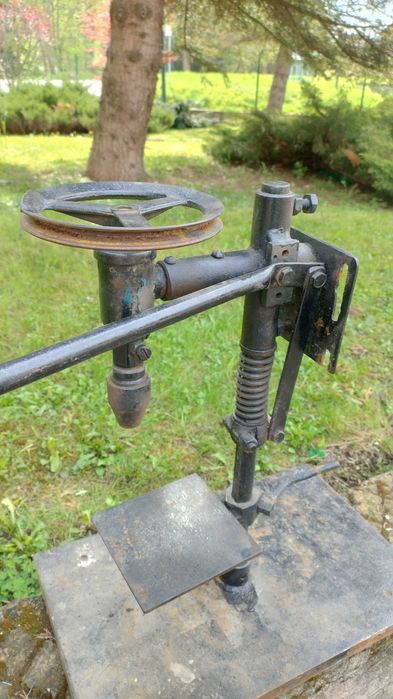 Wiertarka stołowa stara "zabytkowa" samoróbka (PRL?) loft steampunk