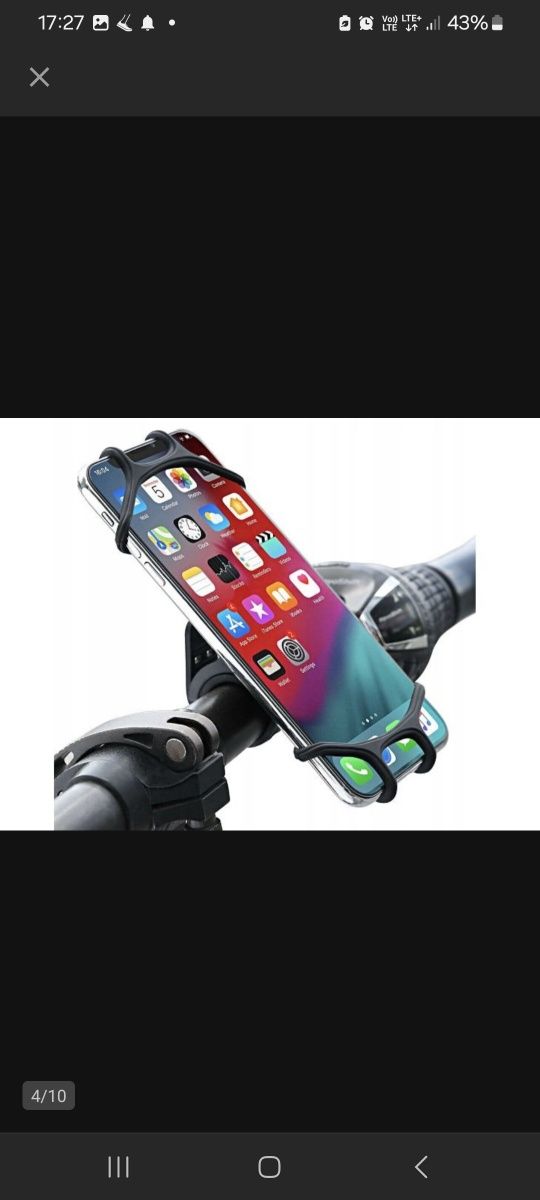 Rowerowy uchwyt na telefon smartfon silikonowy obracany 360° DUNLOP
