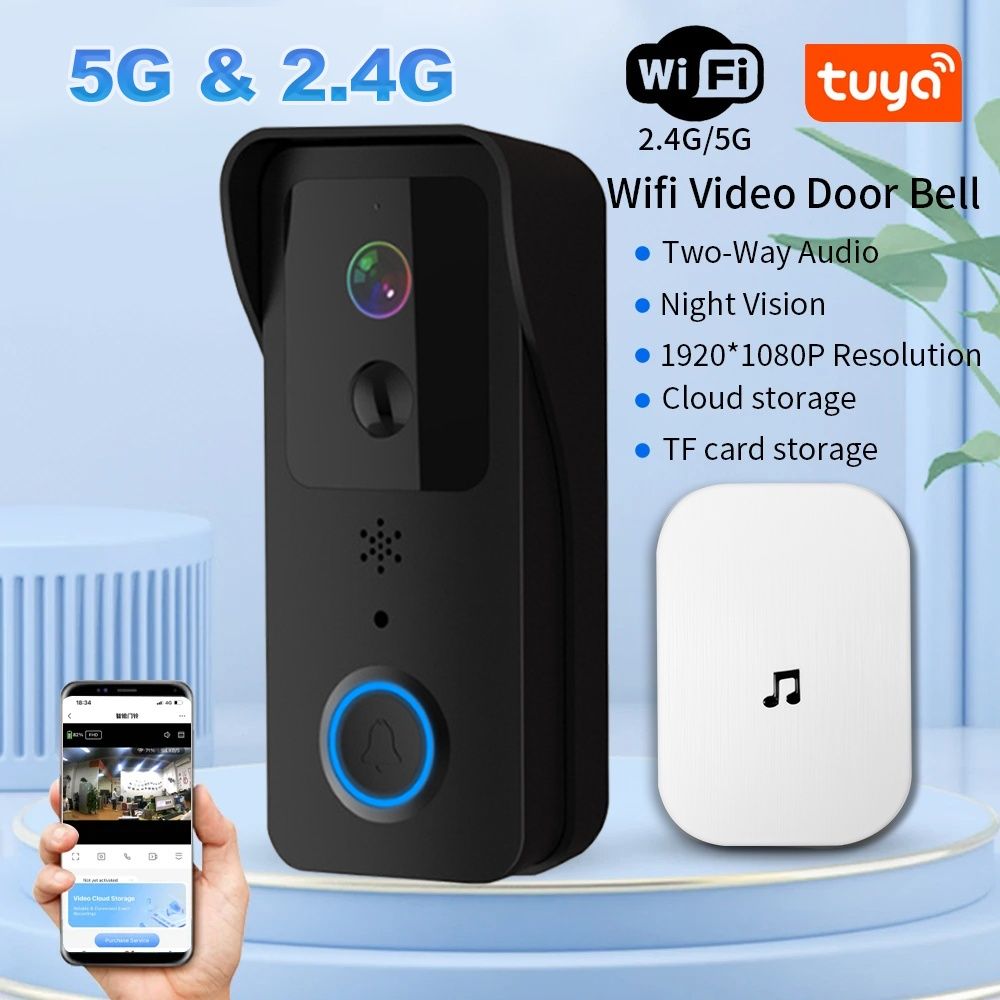 Новый видеодомофон с камерой Tuya Wi-Fi 5G, 2.4G
