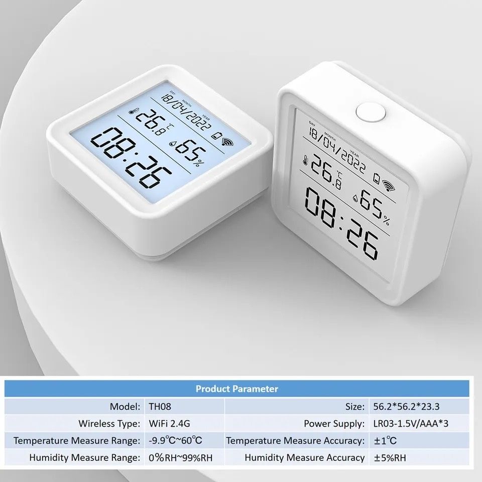 5в1 Термометр гігрометр часи нічник Tuya Smart Life (Wi-Fi температури