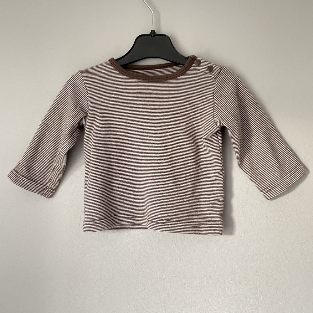 Baby B’gosh bluzka długi rękaw paski brąz beż 100% bawełna 6M