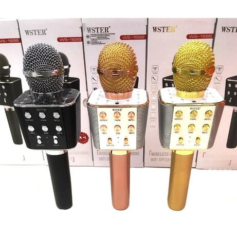 Микрофон для караоке Bluetooth WSTER WS-1688 динамик и запись голоса.