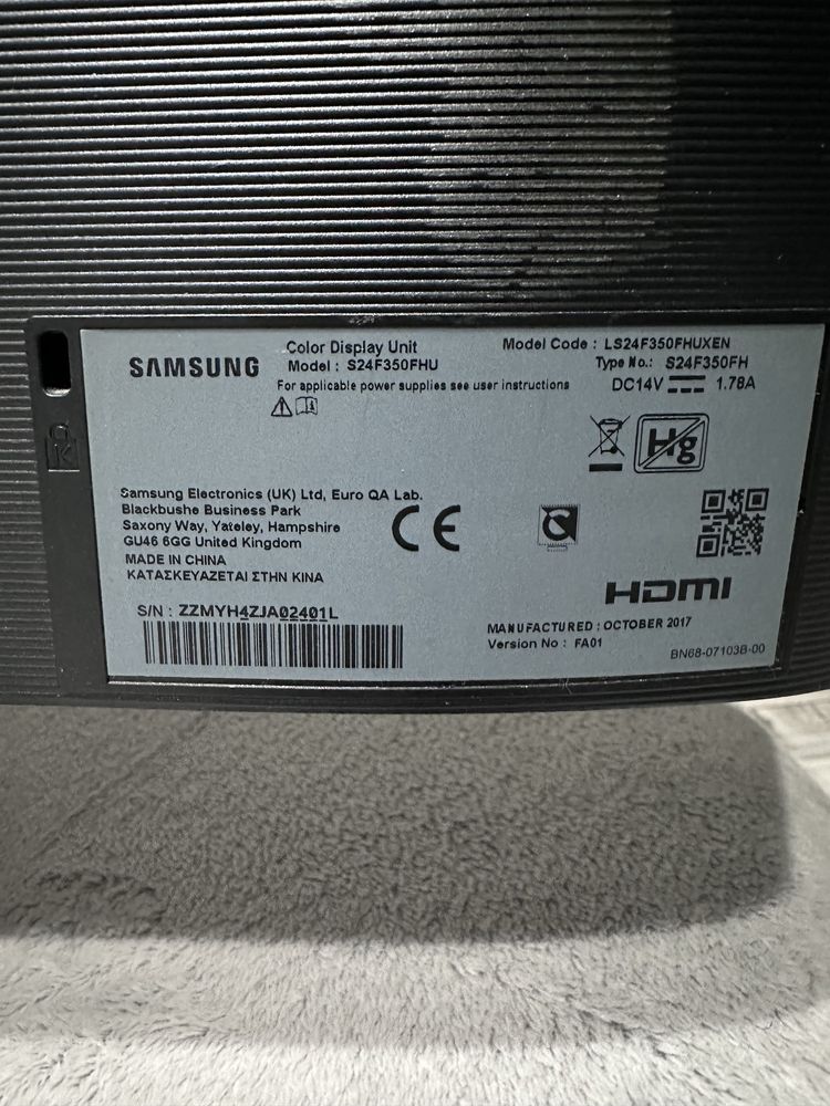 Monitor Samsung LED 1920 x 1080 HDMI model S24F350FHU