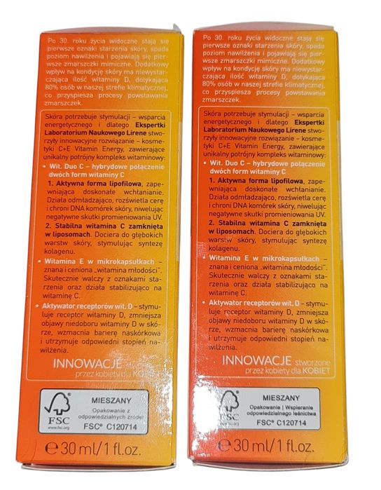2 szt. Lirene C+E Vitamin Energy skoncentrowane stimuserum 30 ml