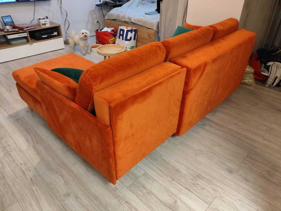 Narożnik - kanapa rozkładany pomarańczow - do NEGOCJACJI