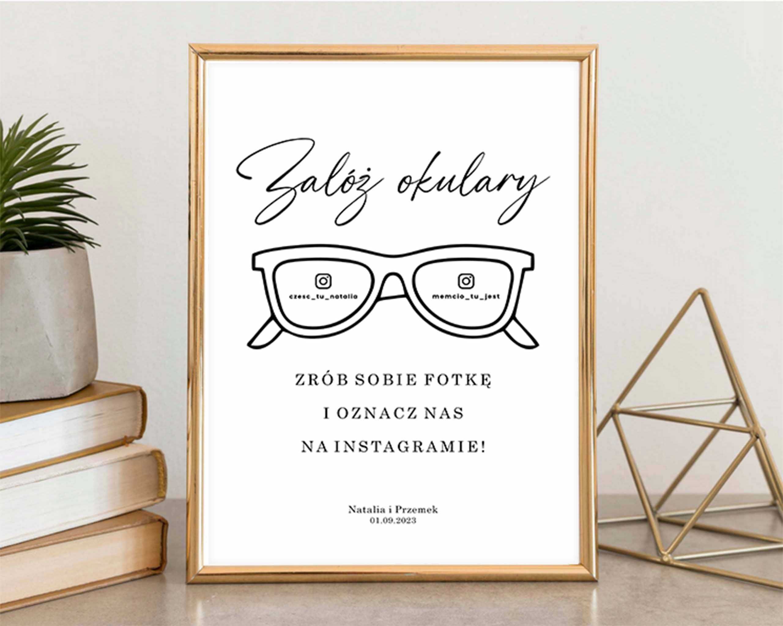 Tabliczka okulary imiona wesele ślub panieński PDF